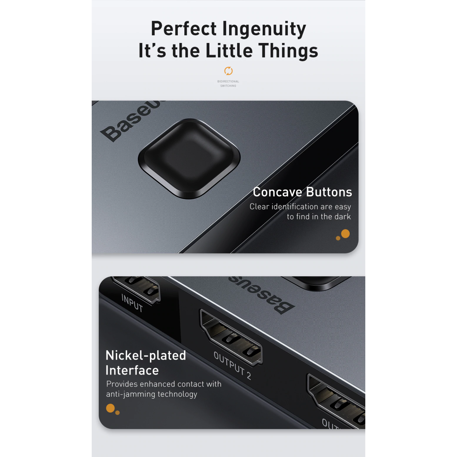 Baseus Hdmi Splitter 4k 60hz Hdmi Switch 2 Ports Bi Direction 1x2 2x1 Adapter 2 In 1 Out Converter Hdmi Switcher For Ps4 Tv Box Best Buy Canada