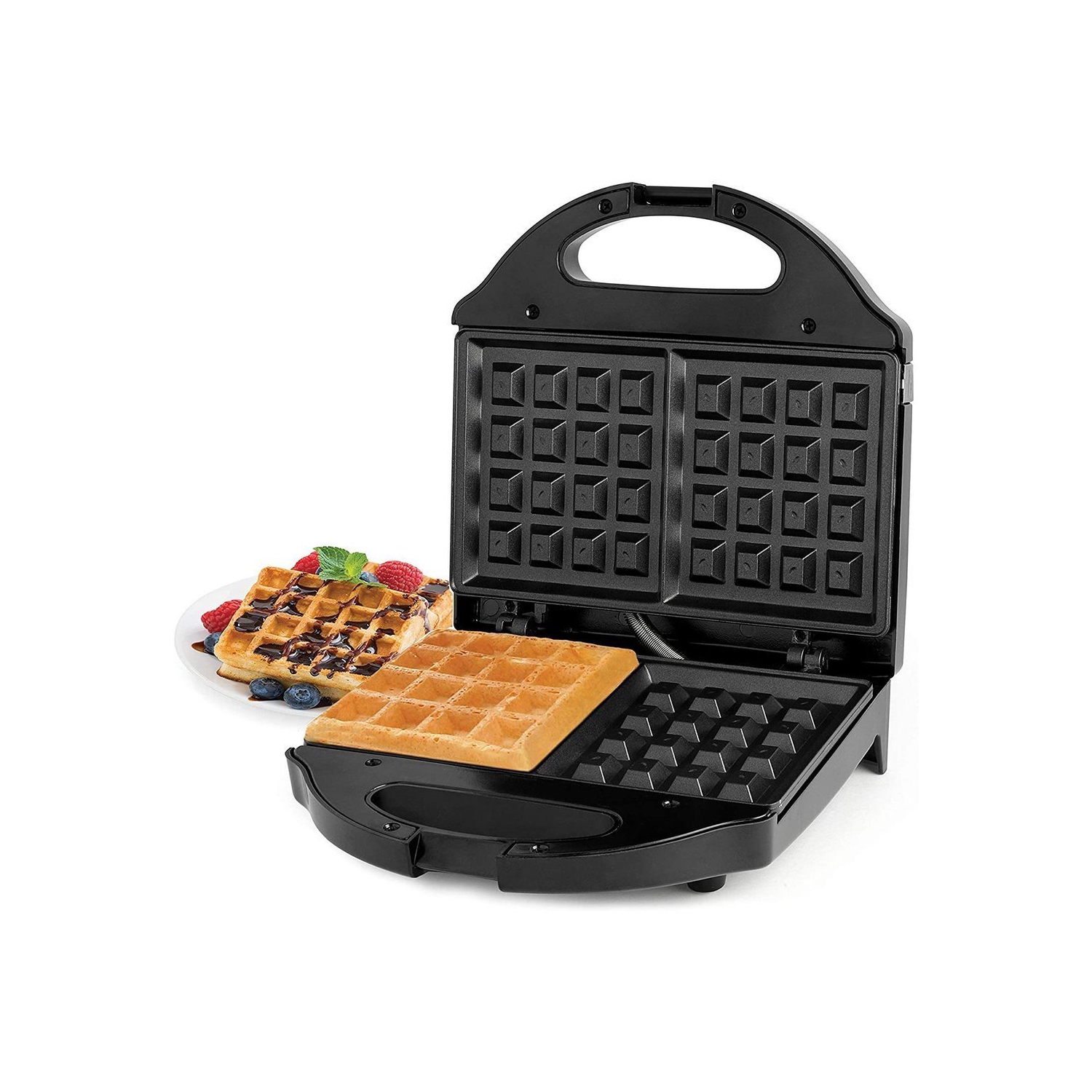 Salton WM1075BK - Belgian Style 2 Slice Waffle Maker, Non-Stick Plates, Black