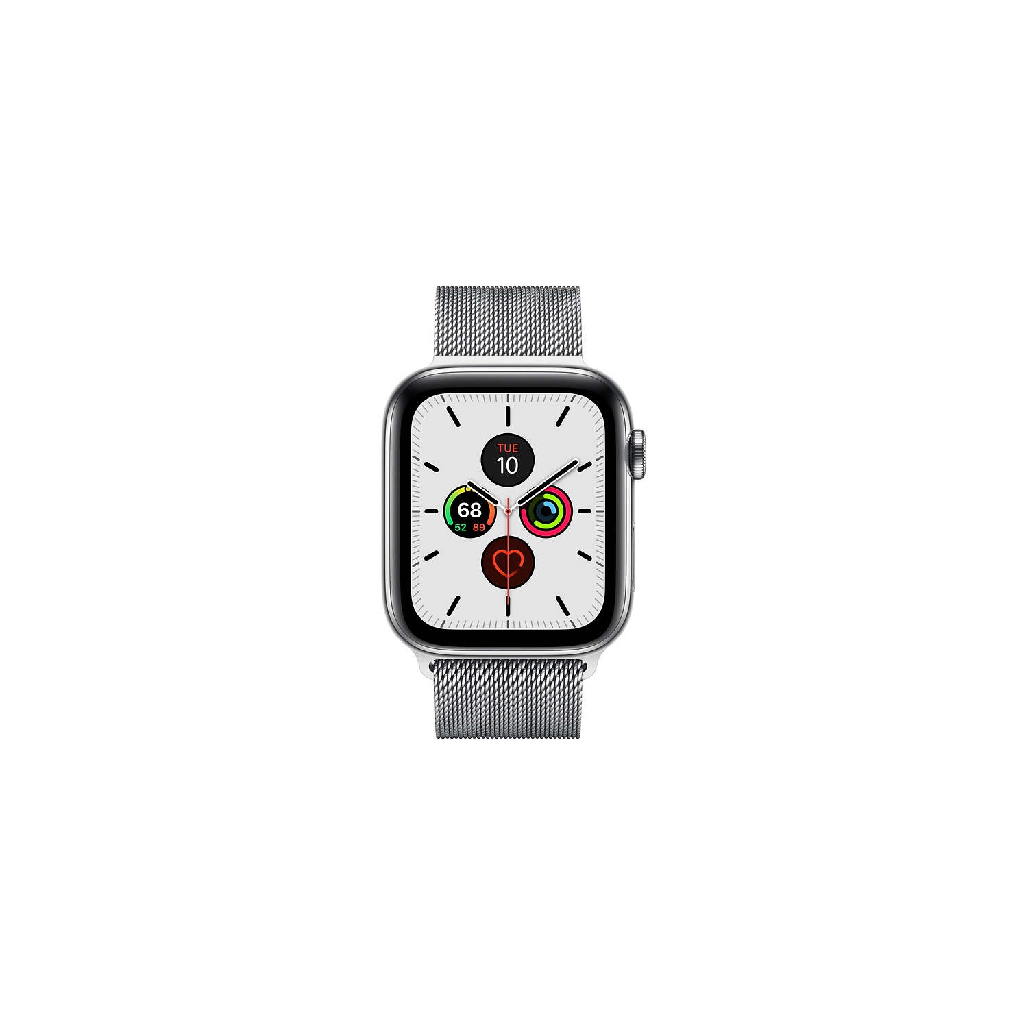 Refurbished - Apple Watch Series 5 (GPS + Cellular) 44mm - Silver Stainless Steel Case with Silver Milanese Loop Band