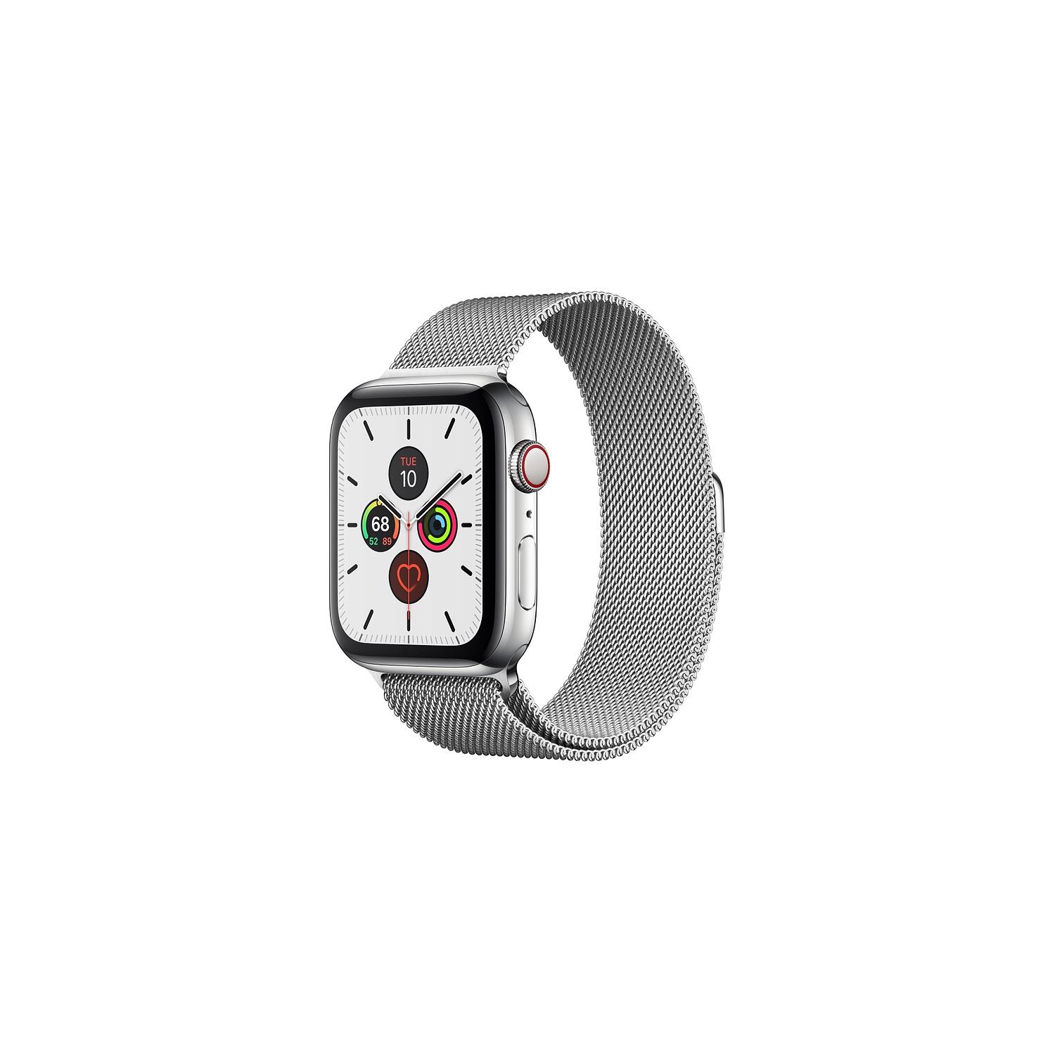 Refurbished - Apple Watch Series 5 (GPS + Cellular) 44mm - Silver Stainless Steel Case with Silver Milanese Loop Band