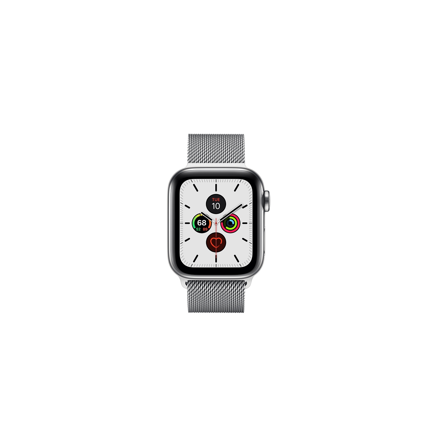 Refurbished - Apple Watch Series 5 (GPS + Cellular) 40mm - Silver Stainless Steel Case with Silver Milanese Loop Band