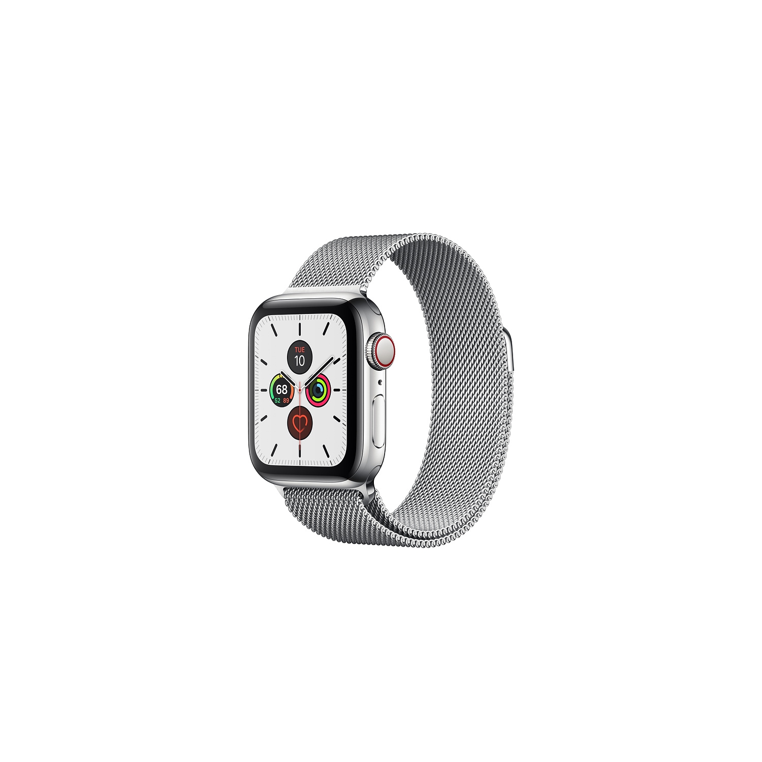 Refurbished - Apple Watch Series 5 (GPS + Cellular) 40mm - Silver Stainless Steel Case with Silver Milanese Loop Band