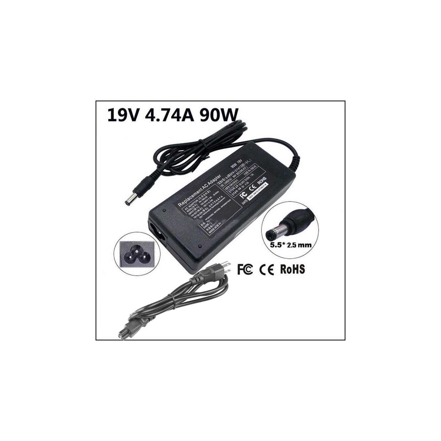 HYFAI 90W 19V 4.74A 5.5*2.5 Laptop Power Adapter Charger for Gateway