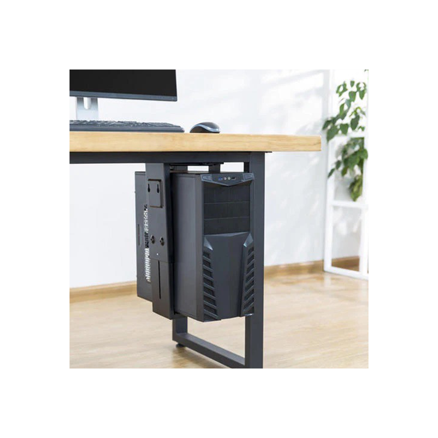 MotionGrey Under Desk Computer Mount CPU, Under Desk PC Mount, PC Holder adjustable height Swivelling 360 for PC Mount tower - Black