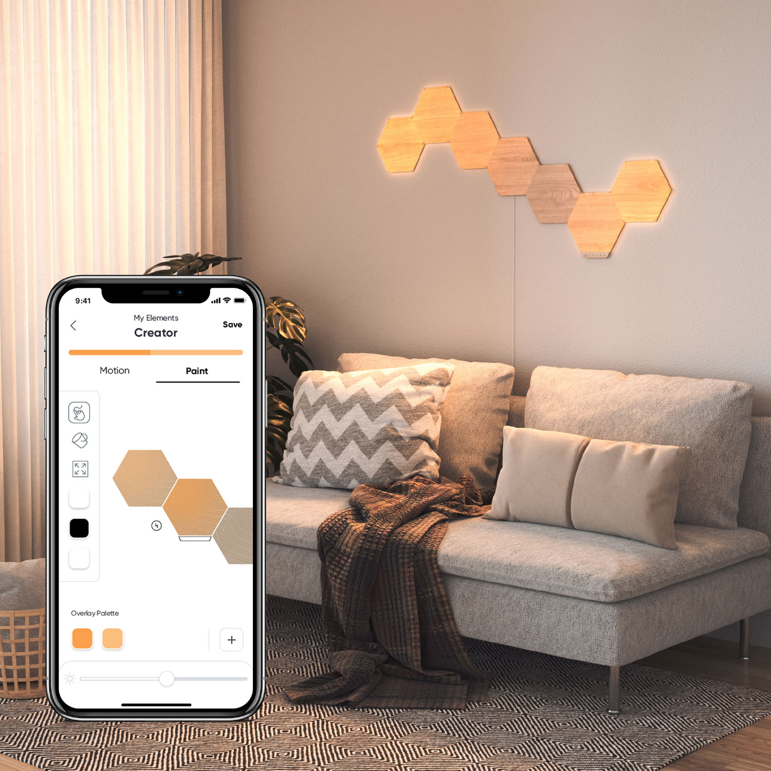 Nanoleaf Elements Wood-Look Hexagon Panels - Smarter Kit - 7