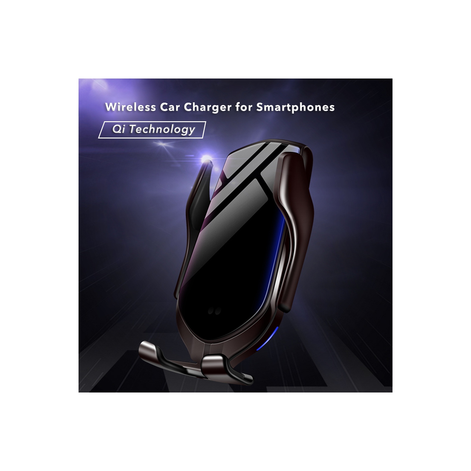 Chargeur de voiture sans fil pour Smartphones iPhone Android avec technologie Qi, capteur infrarouge intelligent automatique, support de téléphone