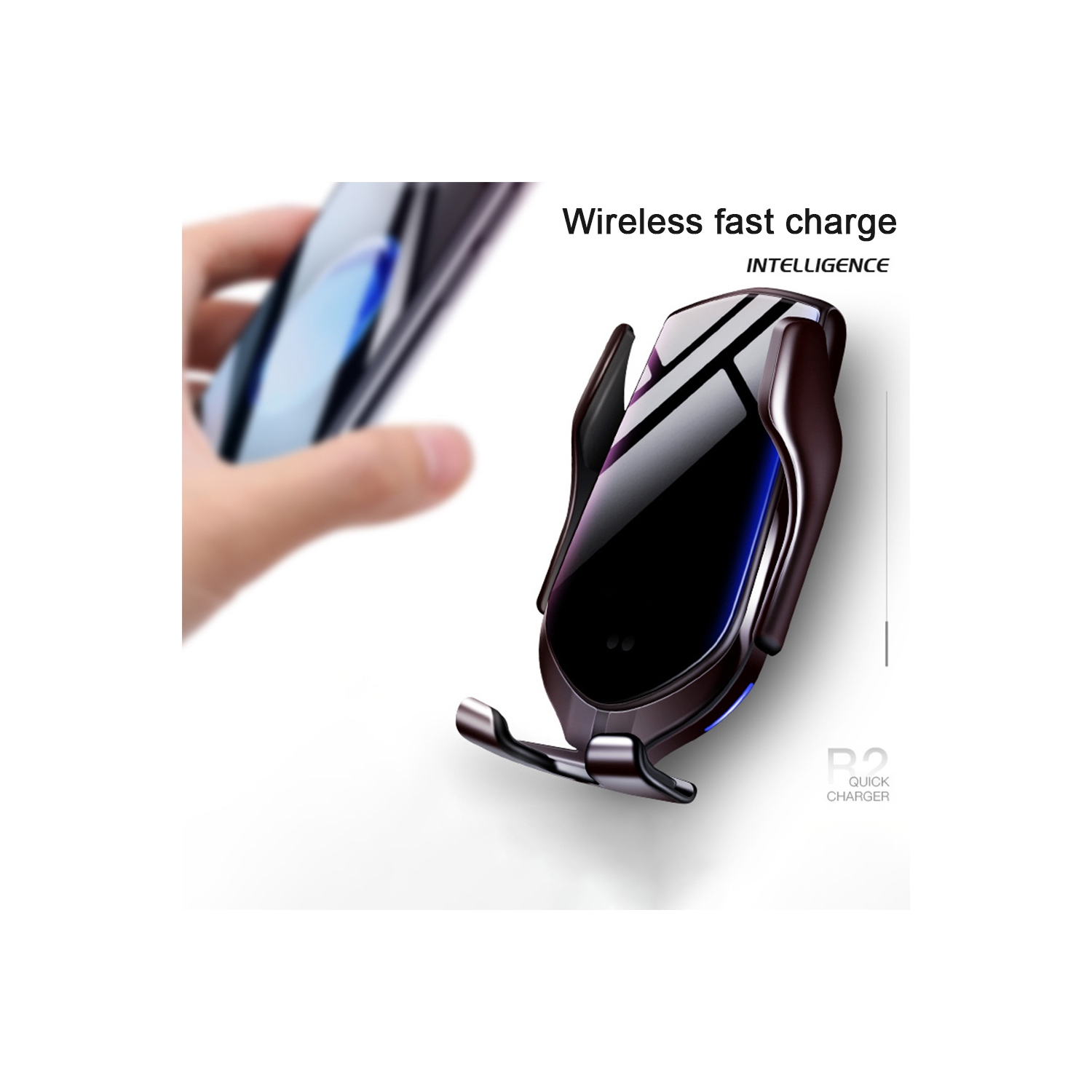 Chargeur de voiture sans fil pour Smartphones iPhone Android avec technologie Qi, capteur infrarouge intelligent automatique, support de téléphone