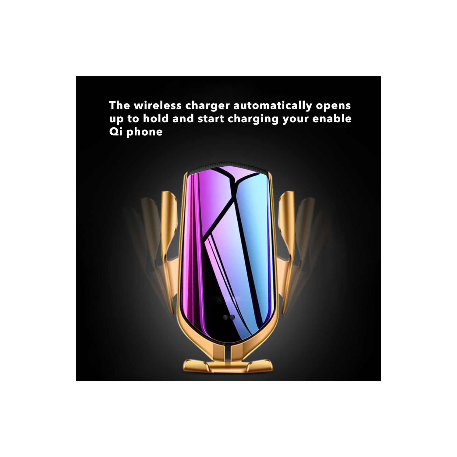 Chargeur de voiture sans fil pour Smartphones iPhone Android avec technologie Qi, capteur infrarouge intelligent automatique, support de téléphone