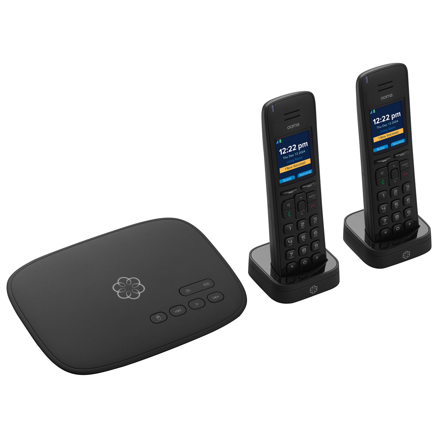 Service de téléphonie résidentielle par Internet Telo d'Ooma avec 2 combinés sans fil - Noir