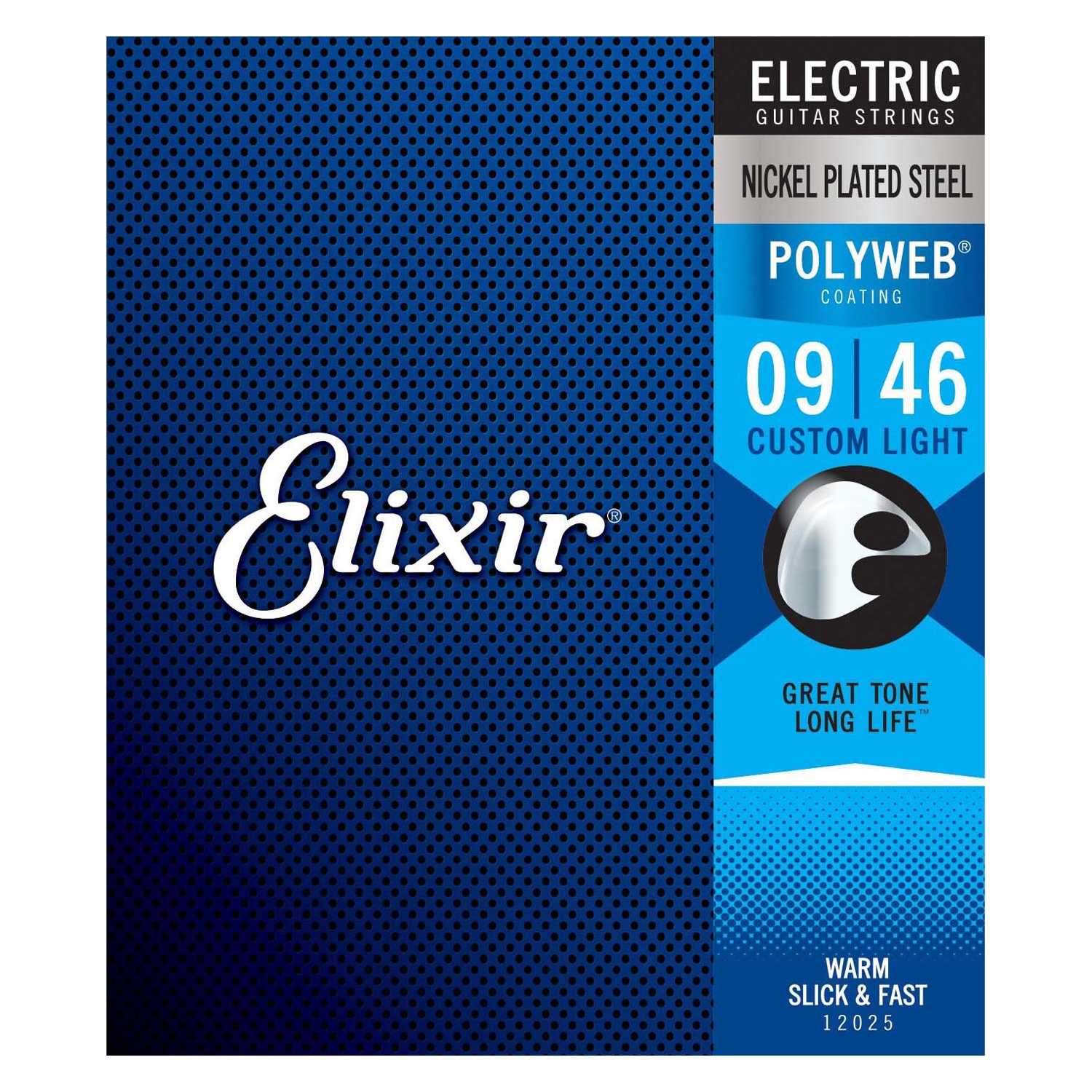 Cordes de guitare électrique Elixir avec revêtement Nanoweb - Custom Light 9-46