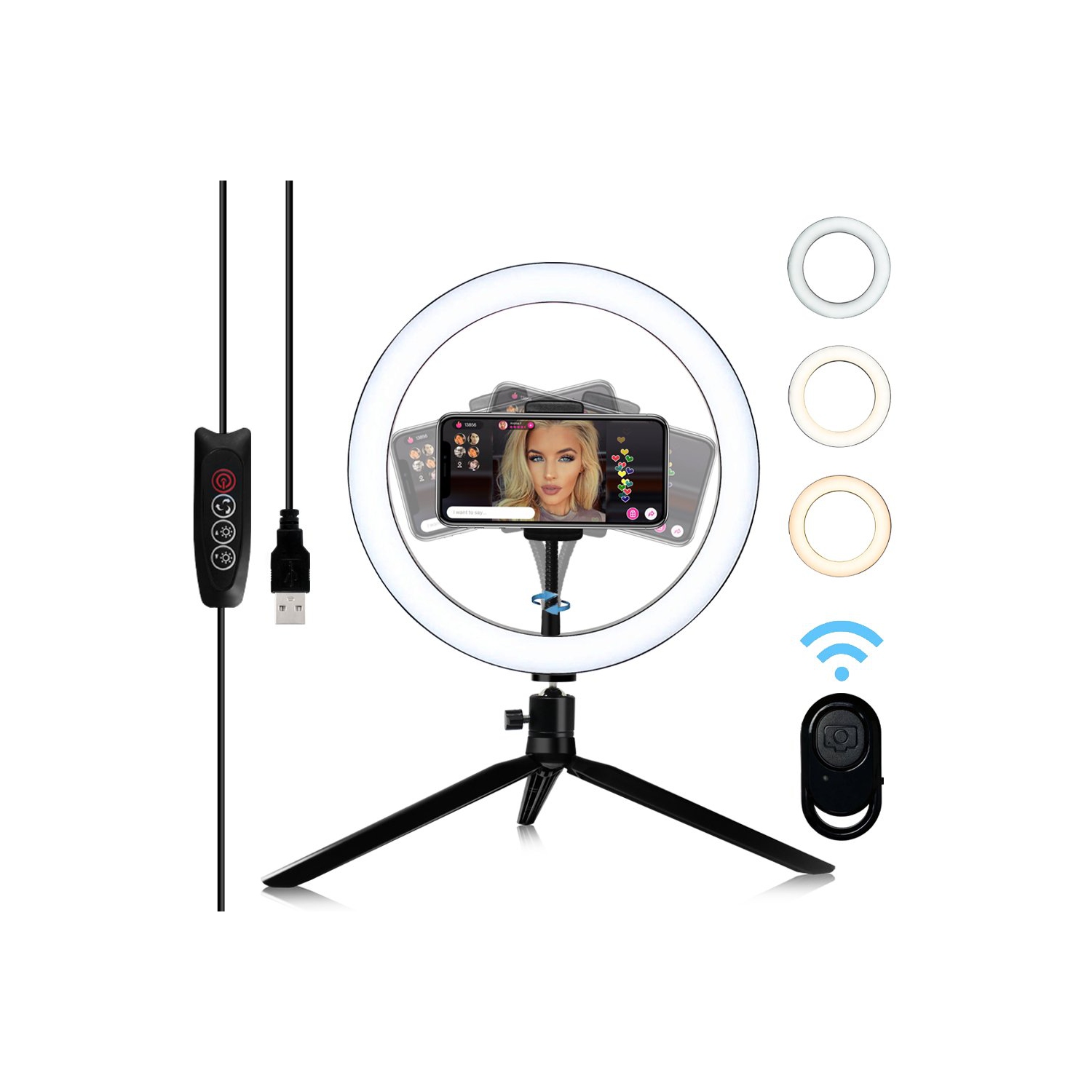 Uolo Mount 10" LED Ring Light [Aluminum Metal Frame] with Tripod Stand, Phone Holder & Remote Shutter – Selfie & Livestream Light