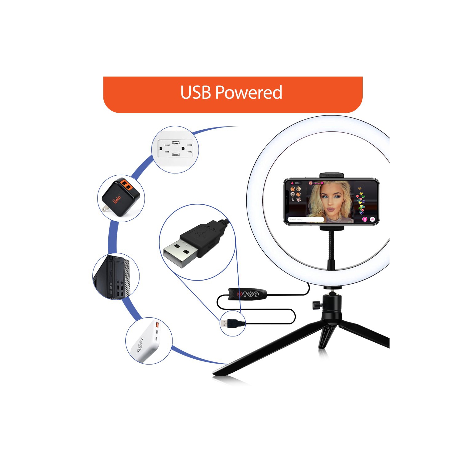 Uolo Mount 10" LED Ring Light [Aluminum Metal Frame] with Tripod Stand, Phone Holder & Remote Shutter – Selfie & Livestream Light