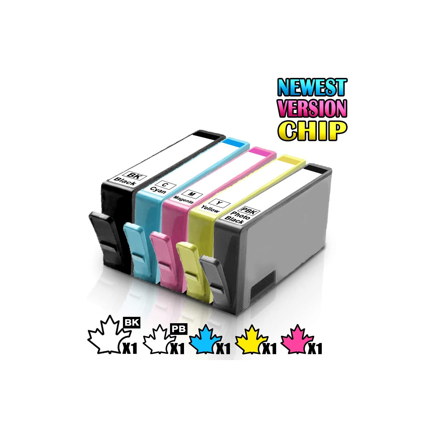 1 Set of 5 Inkfirst® Compatible Ink Cartridges Replacement for HP 564 XL 564XL High Yield PhotoSmart 7510 7515 7520 7525 B8550