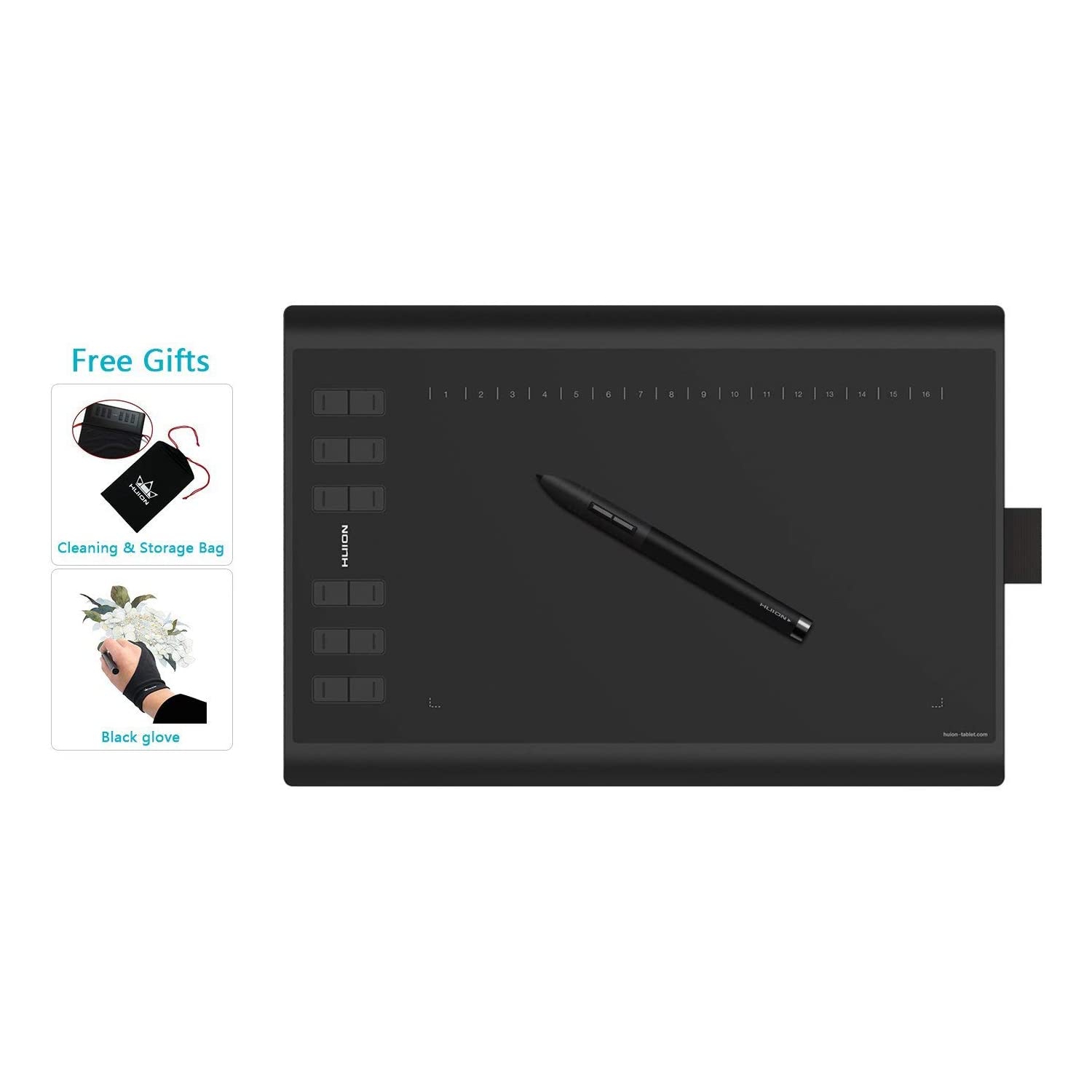 Huion New 1060Plus Graphics Drawing Tablet with 8192 Pressure Sensitivity and Built-in Card Reader 8 MicroSD Card 5080