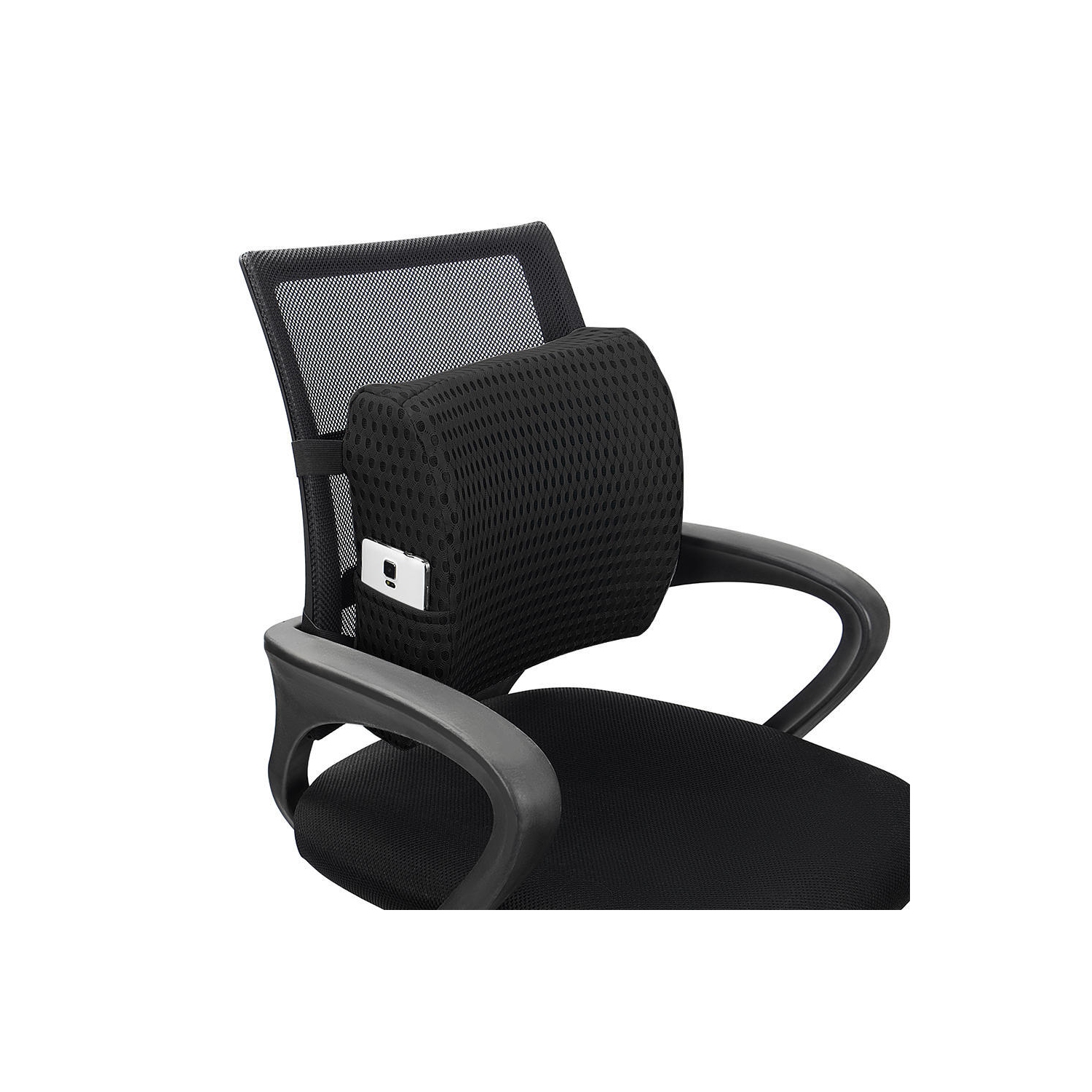 Cool Gel Memory Foam Lumbar Support Pillow, Black(310 x 360 x 120mm) used for Car Seat, Chair, Home, Seat - Moustache®-Black