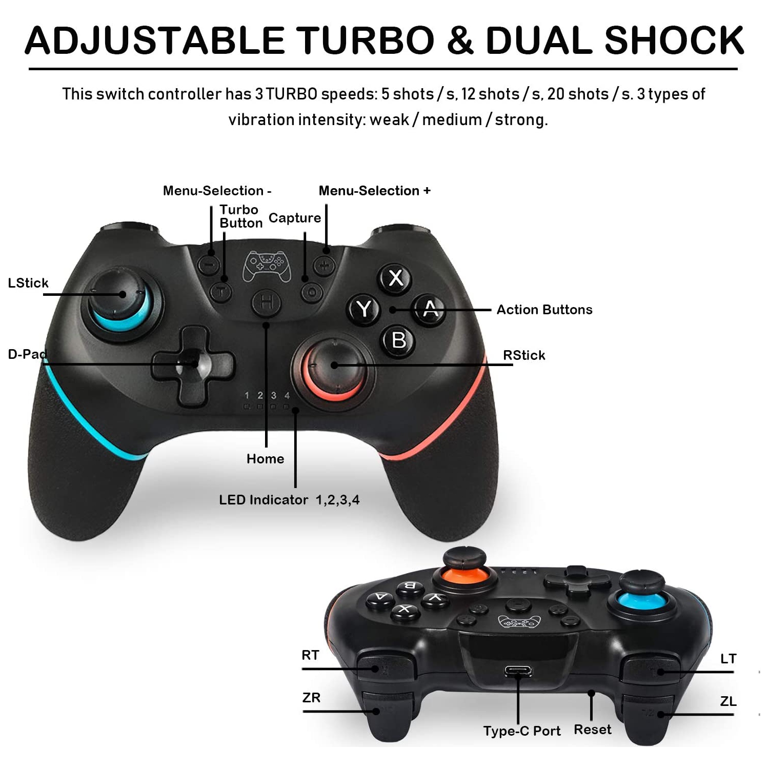 Switch Controllers Joypad Support 6-Axis Gyro, Babomi Switch