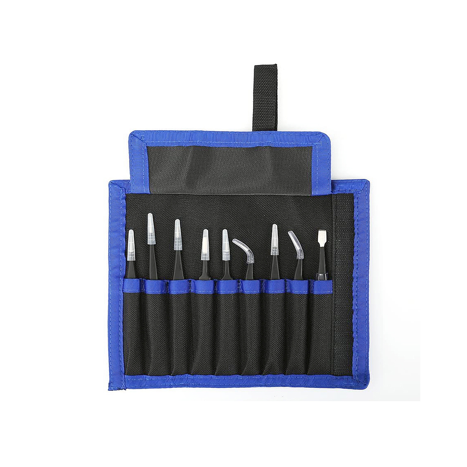 Precision Anti-Static Stainless Steel 9 in 1 Tweezers Kit Set For Electronics/Jewelry-Making/Laboratory Work/Hobbies