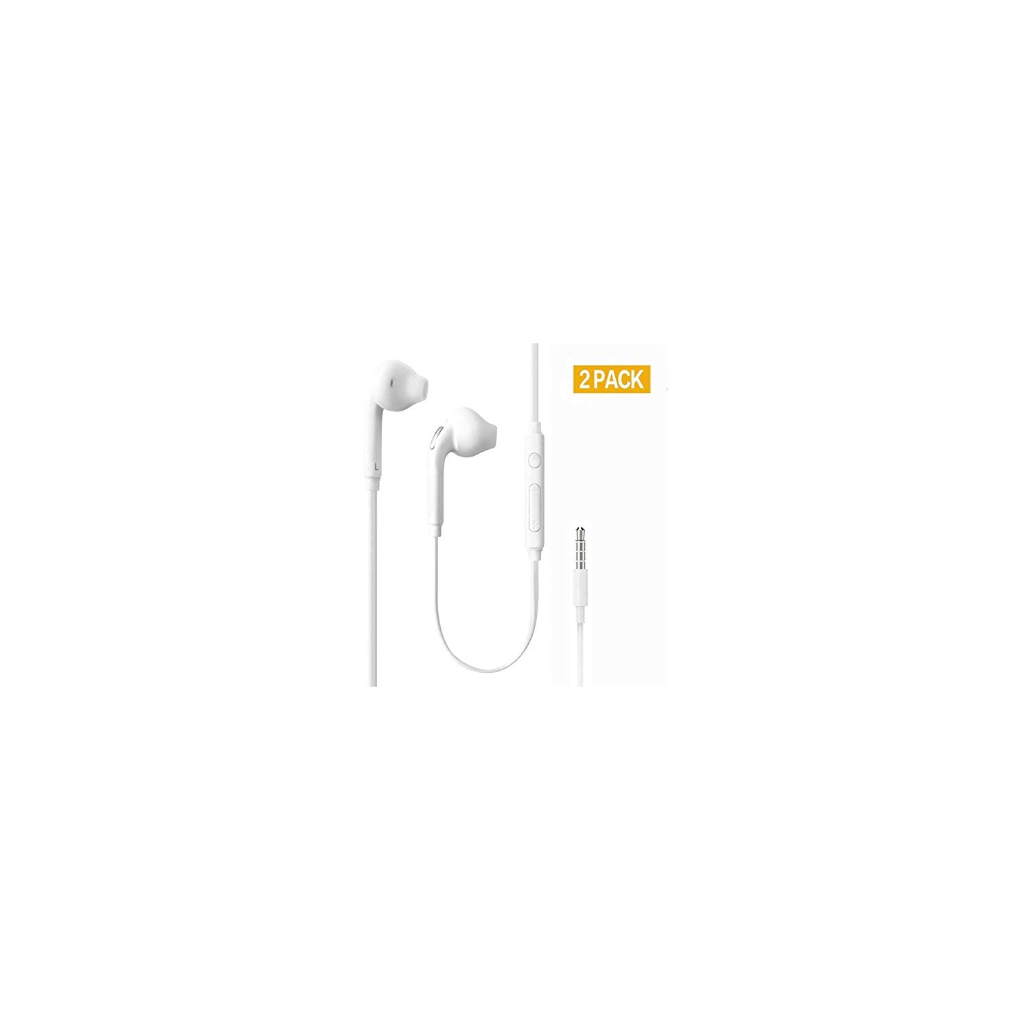2 Pack Headphones/Earphones/Earbuds,3.5mm Aux Wired in-Ear Headphones with Mic and Remote Control for Samsung Galaxy S9