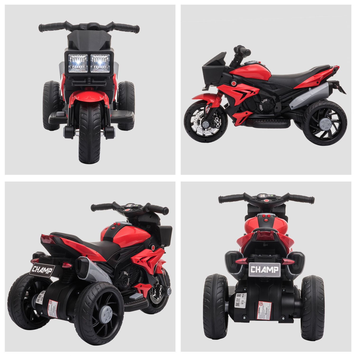 Aosom Kids Electric Pedal Motorcycle Ride-On Toy 6V Battery Powered w/ Music Horn Headlights Motorbike for Girls Boy Red