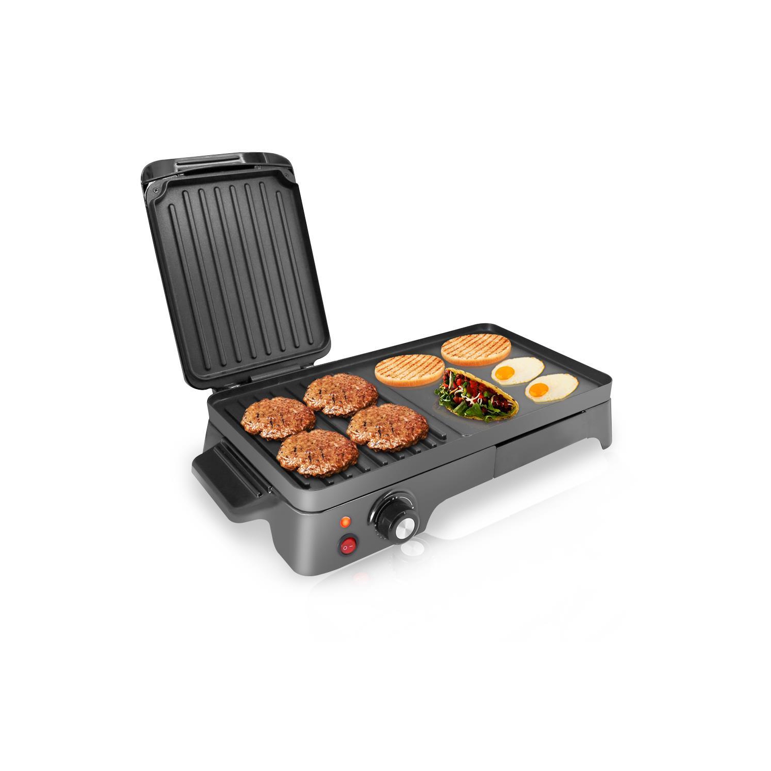 NutriChef 2 In 1 Electric Griddle/Panini Maker, Countertop Hot Plate, (PKGRIL43)