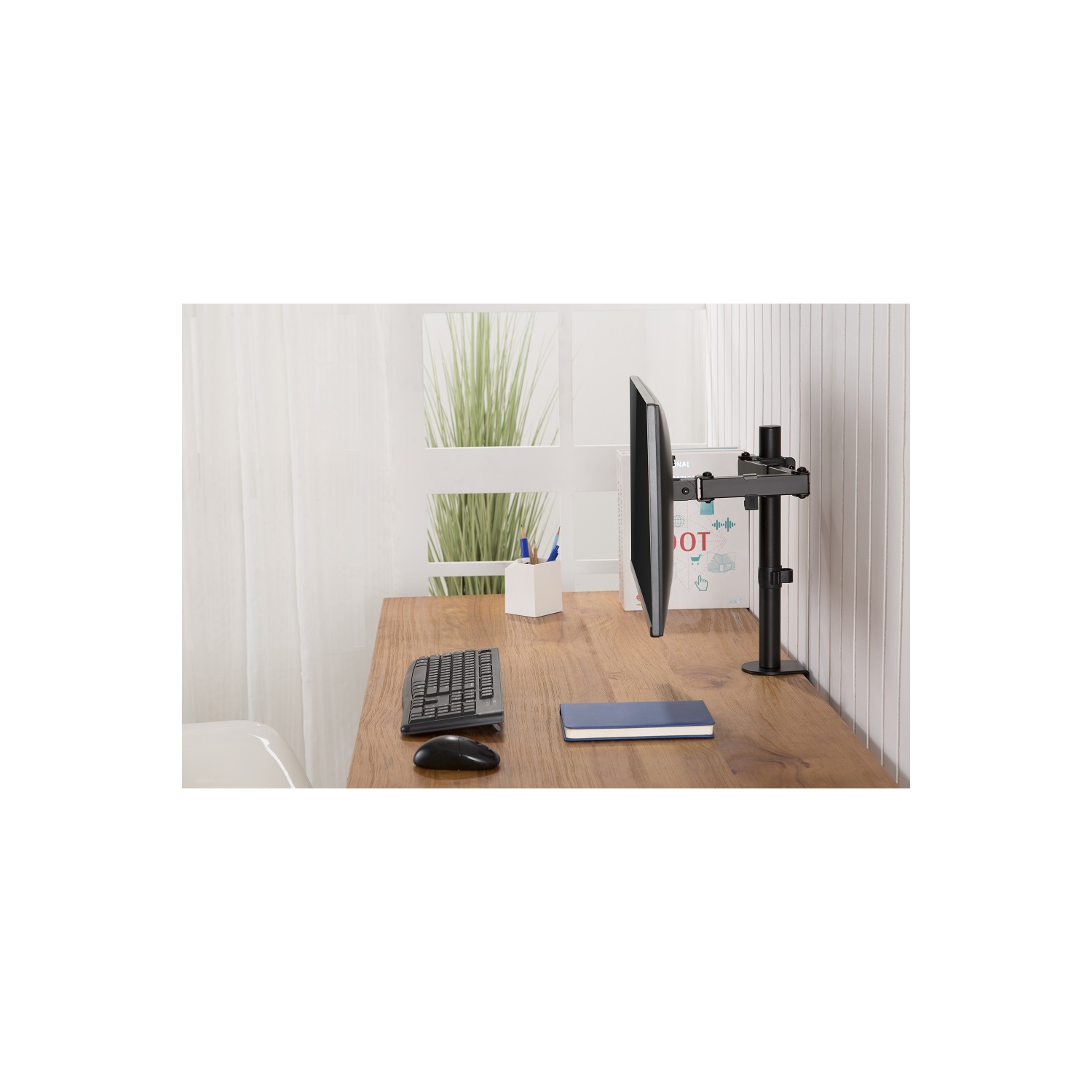 Amer Mounts Single Monitor C-Clamp Desk Mount Fully Adjustable/Tilt/Articulating For 17"-32" Screens - EZCLAMP