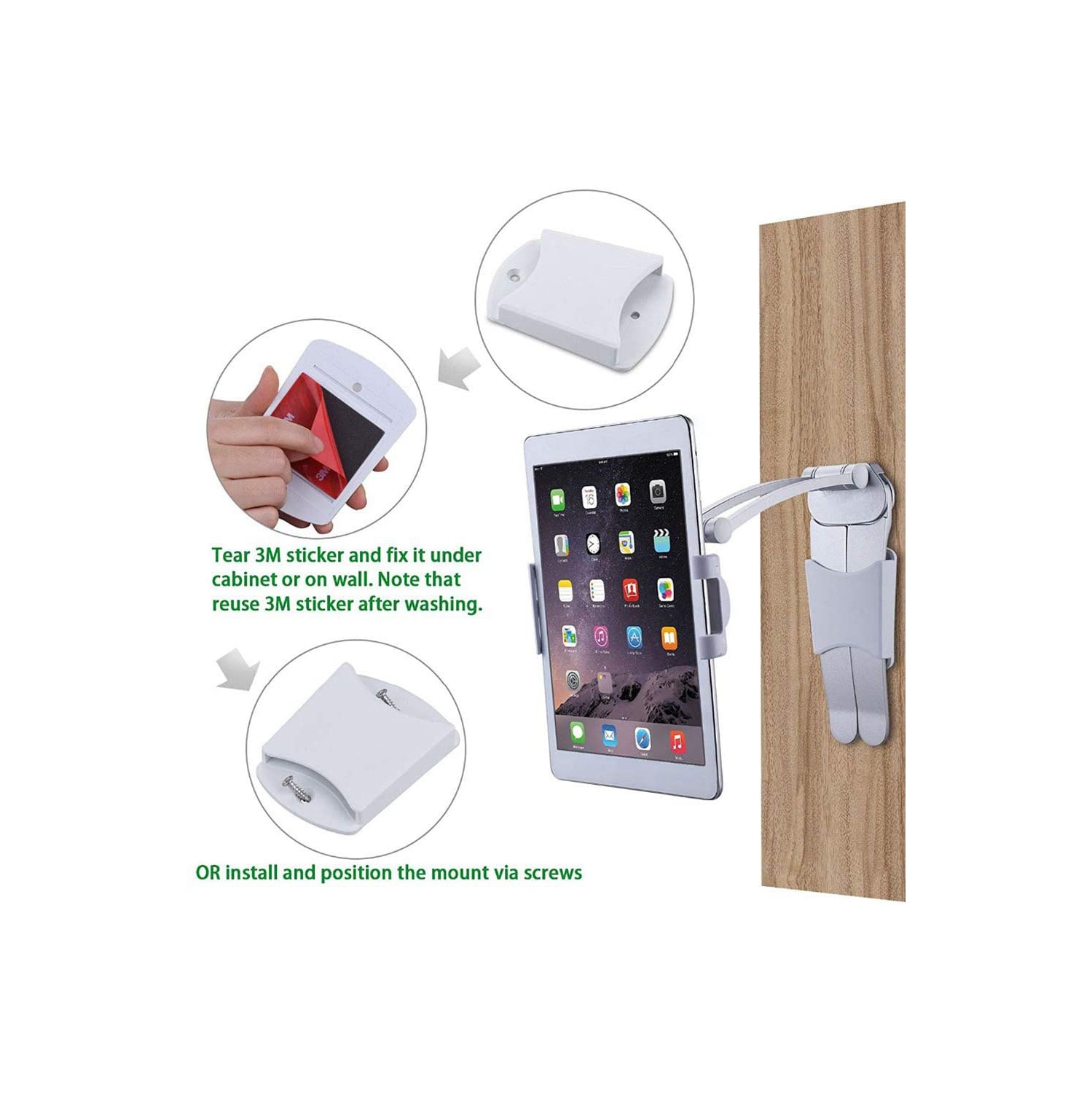 Support de Tablette: Aluminium 2 en 1 pour Tablette de 7 à 12 Pouces Multi-Usage, Multi Angle Suspendu, dans Cuisine
