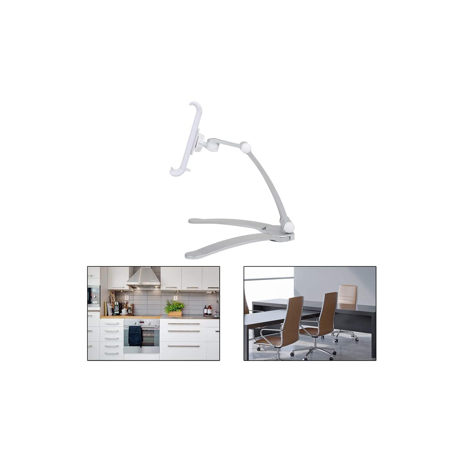 Support de Tablette: Aluminium 2 en 1 pour Tablette de 7 à 12 Pouces Multi-Usage, Multi Angle Suspendu, dans Cuisine