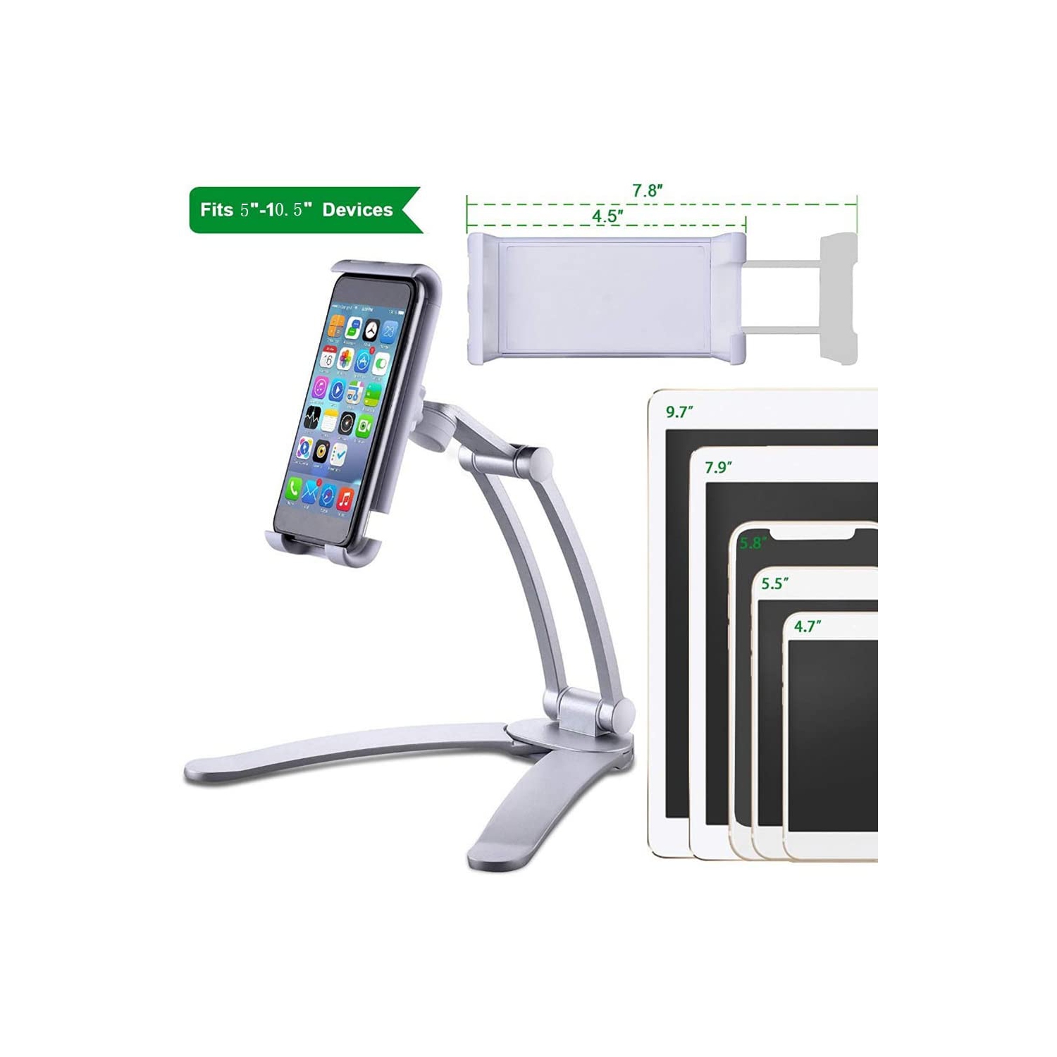 Support de Tablette: Aluminium 2 en 1 pour Tablette de 7 à 12 Pouces Multi-Usage, Multi Angle Suspendu, dans Cuisine