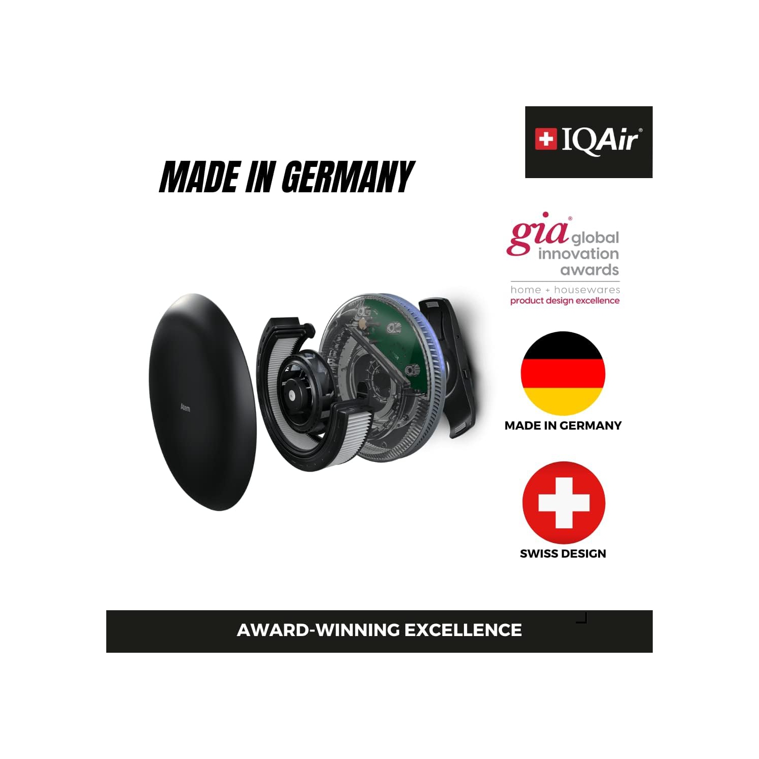 Purificateur d’air portatif HEPA pour voiture IQAir, filtres pour la pollution, les odeurs, les gaz, les vapeurs de voiture, Et l'asthme, idéal pour