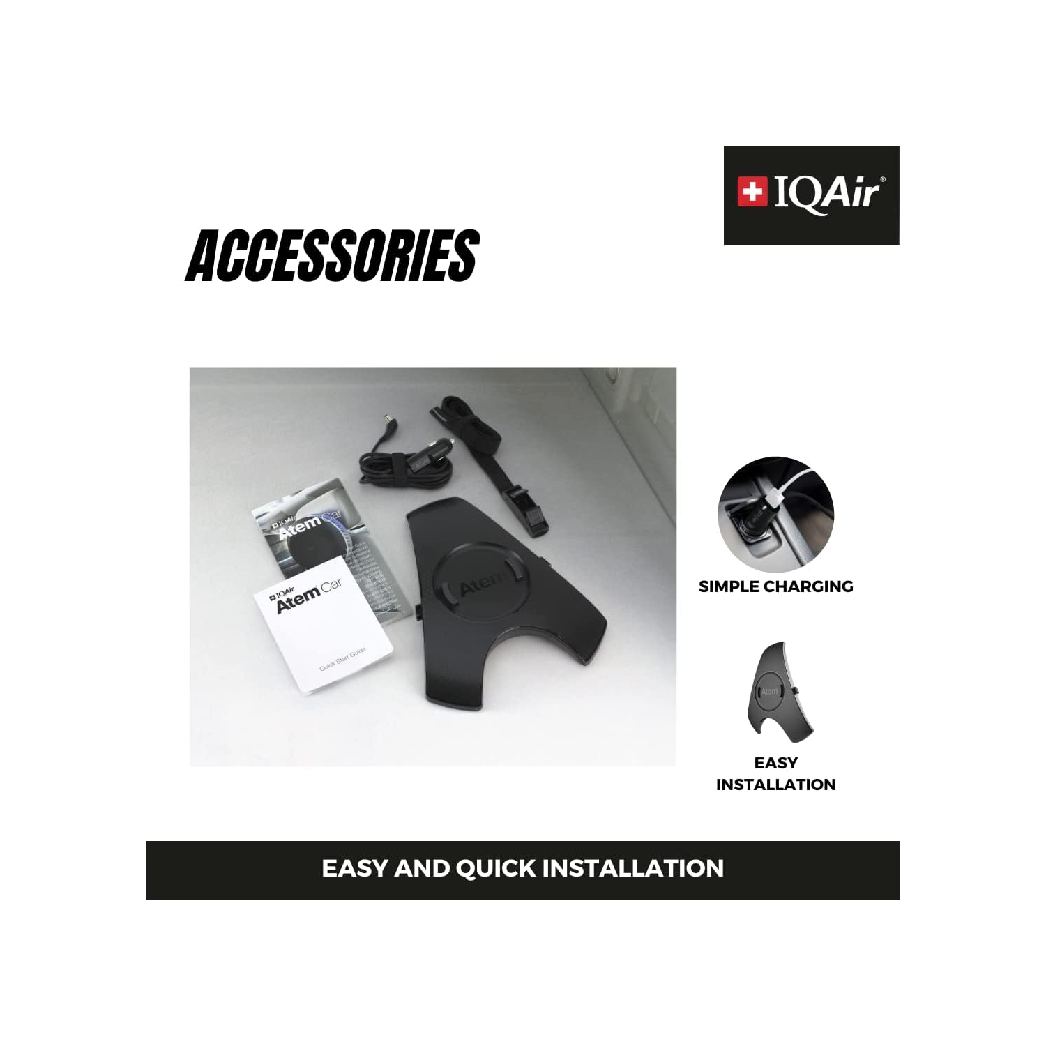 Purificateur d’air portatif HEPA pour voiture IQAir, filtres pour la pollution, les odeurs, les gaz, les vapeurs de voiture, Et l'asthme, idéal pour