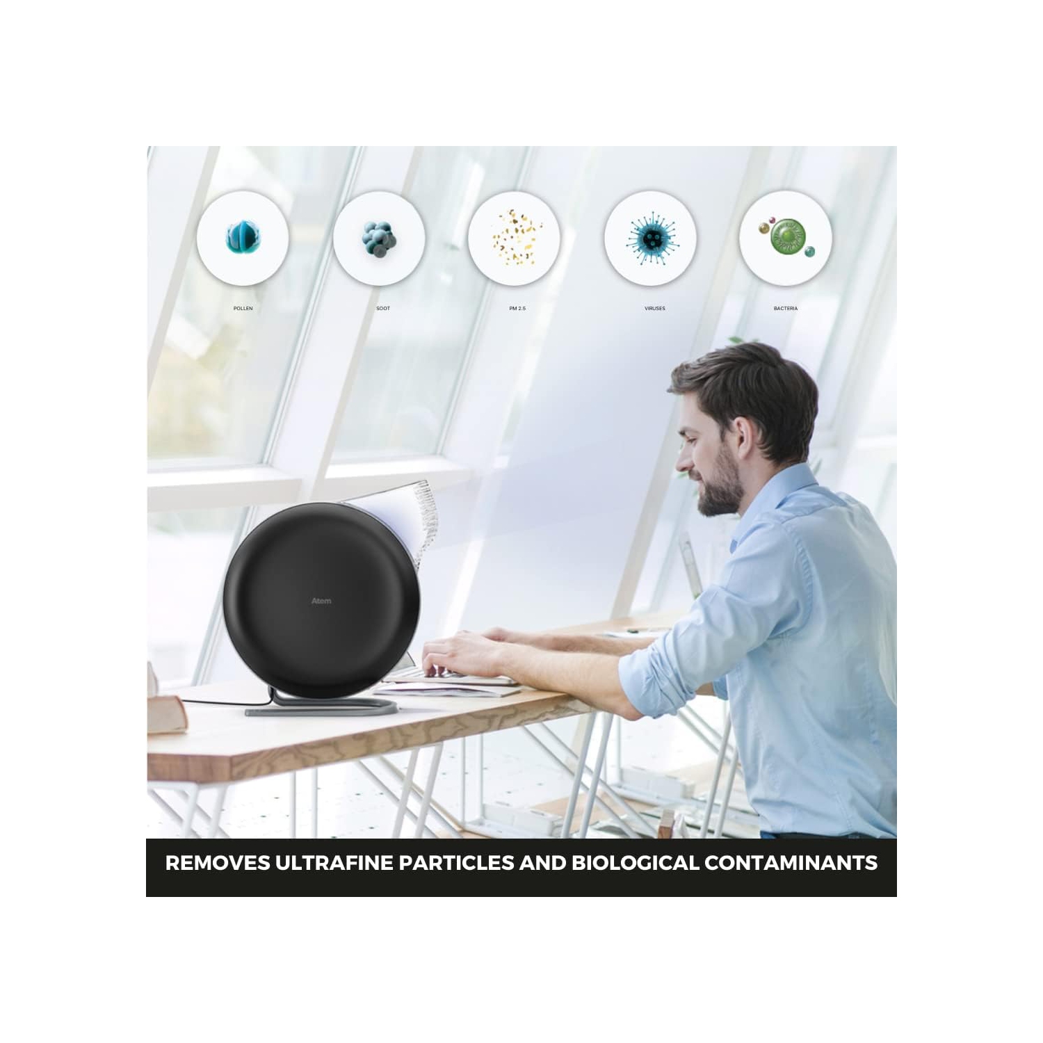 IQAir Atem Desk Personal HEPA Air Purifier for Allergies, Pet Dander, Asthma, Pollen, and Dust, up to 150 sq.ft. Coverage, Perfect for Desk, Office
