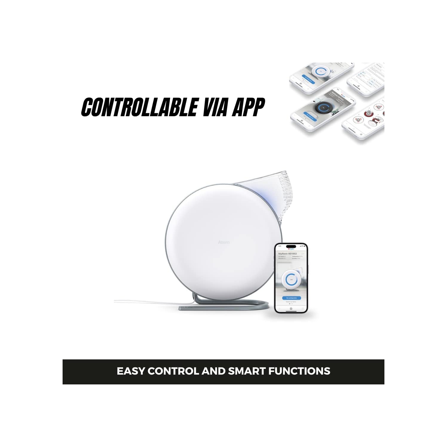 IQAir Atem Desk Personal HEPA Air Purifier for Allergies, Pet Dander, Asthma, Pollen, and Dust, up to 150 sq.ft. Coverage, Perfect for Desk, Office