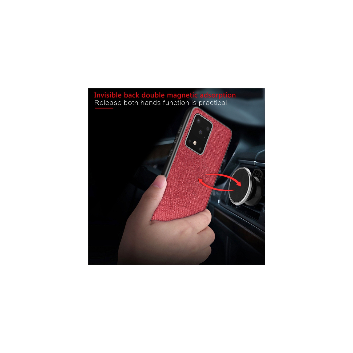 Luxury Leather Case Back cover Soft Silicone Mandala Embossed Magnetic Holder Cover For SAMSUNG Galaxy S20 ULTRA