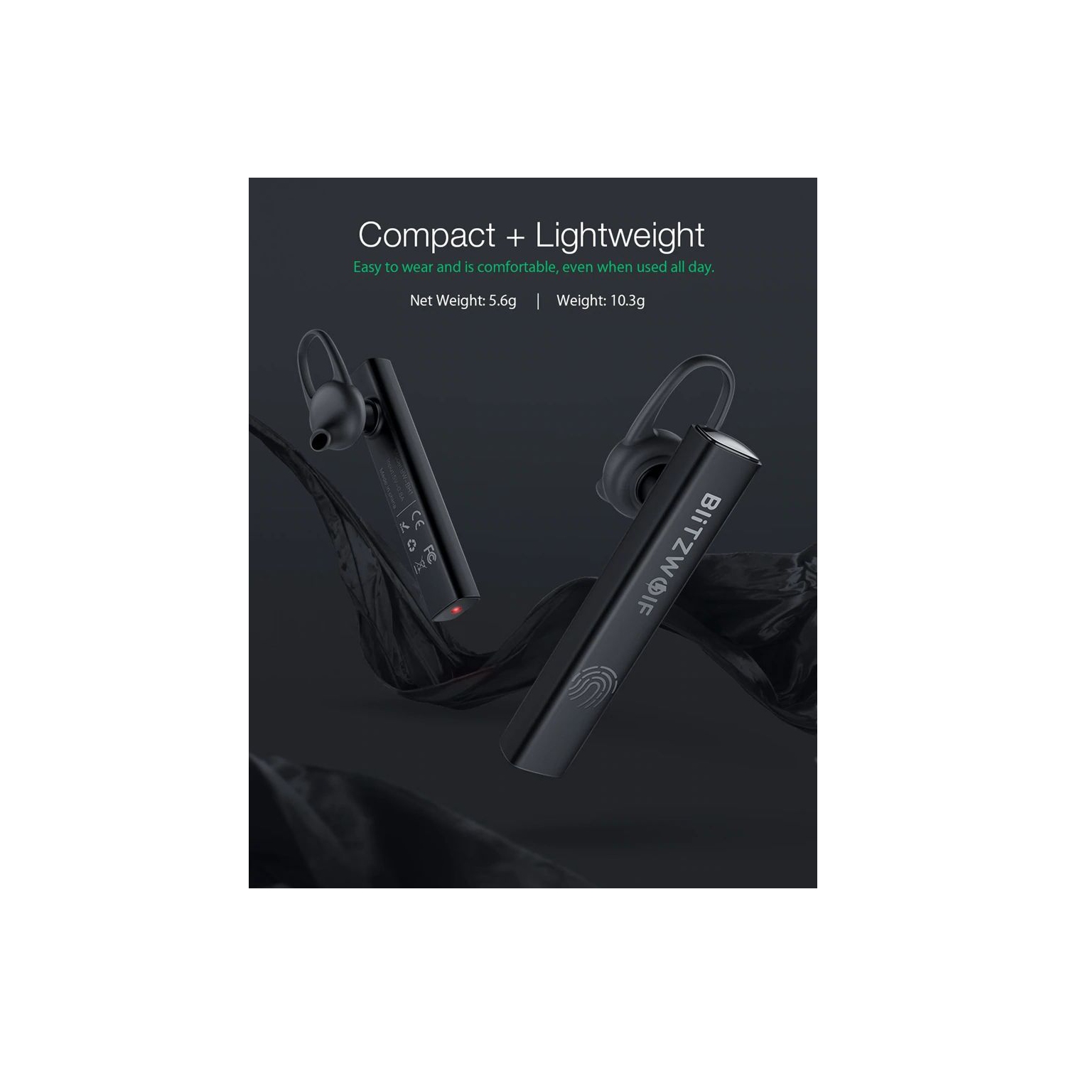 Écouteurs sans fil bluetooth BW-BH1 de BlitzWolf, Mini Light Smart Touch HD Calls/suppression du bruit/écouteurs bouton