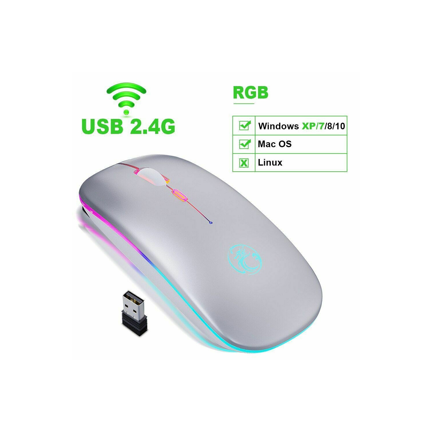 axGear Mouse Wireless Computer Bluetooth 5.0 USB Rechargeable Silent Ergonomic Mice
