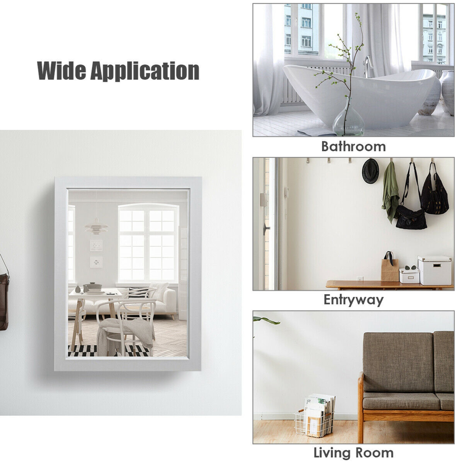 Gymax Mirrored Medicine Cabinet Wall-Mounted Bathroom Storage Organizer W/Shelf Grey