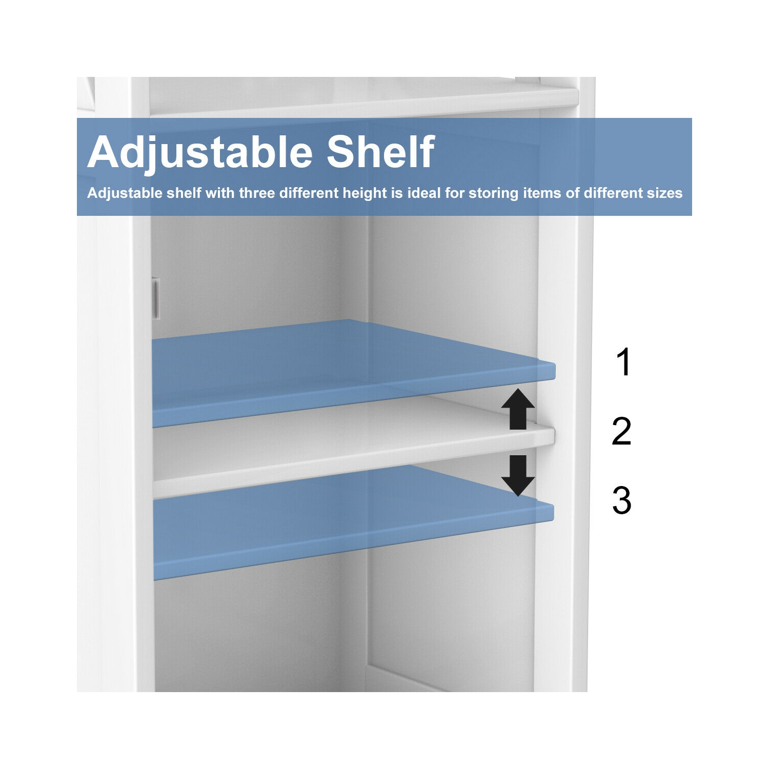 Gymax Bathroom Floor Storage Cabinet Organizer w/ Door Adjustable Shelf White