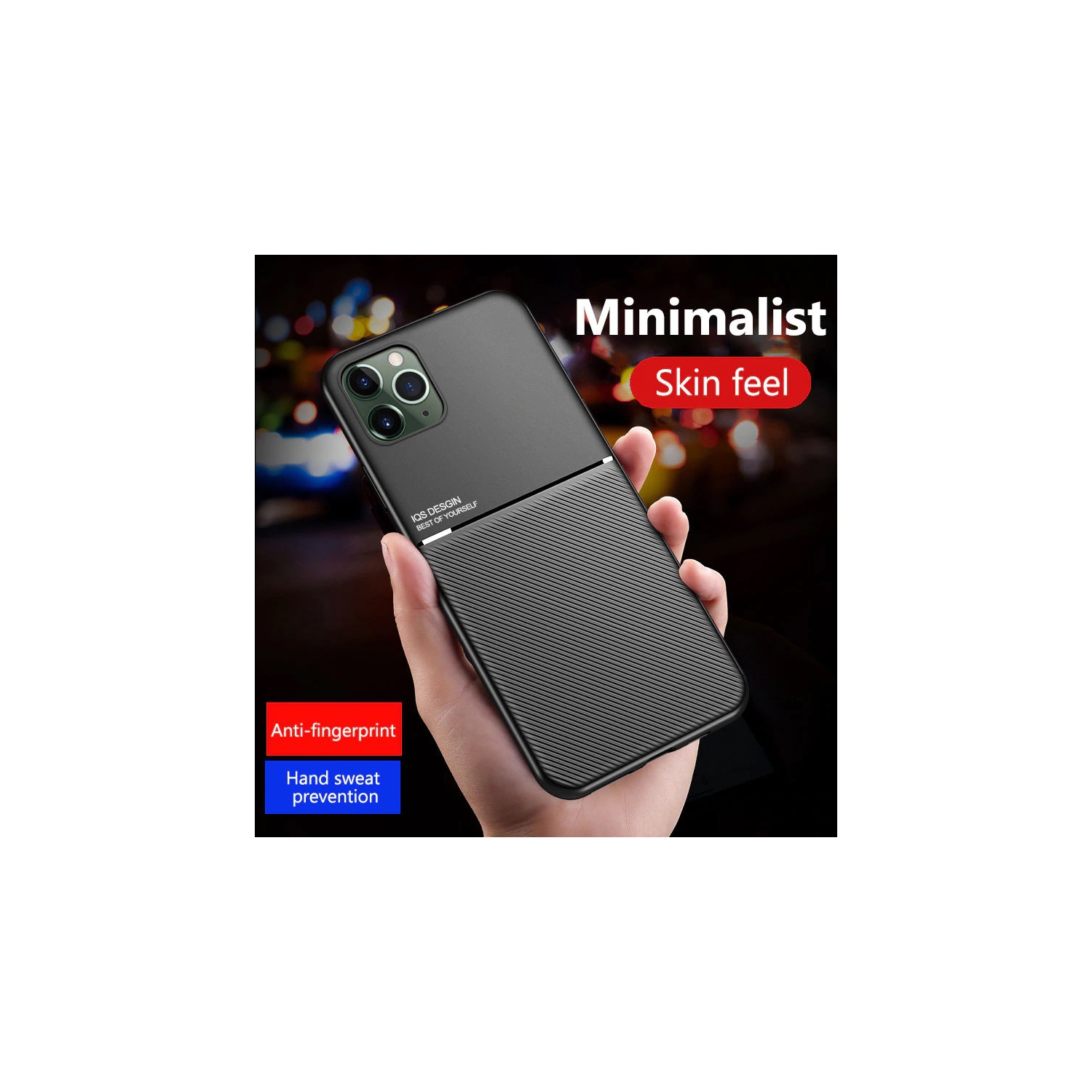 LEDEX Magnetic Texture Slim Leather Phone Case for iPhone 11 Pro Max - Black