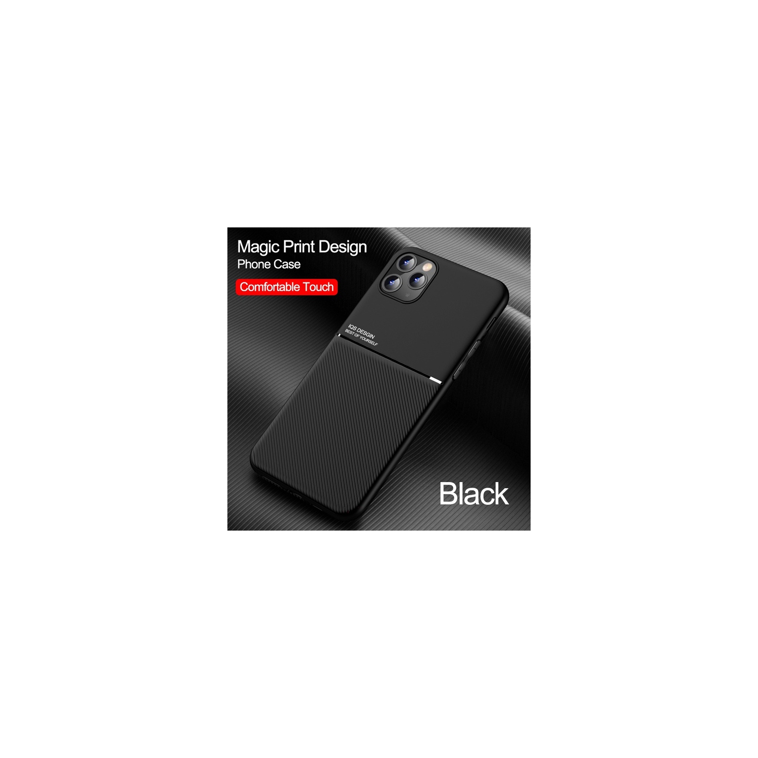 LEDEX Magnetic Texture Slim Leather Phone Case for iPhone 11 Pro Max - Black