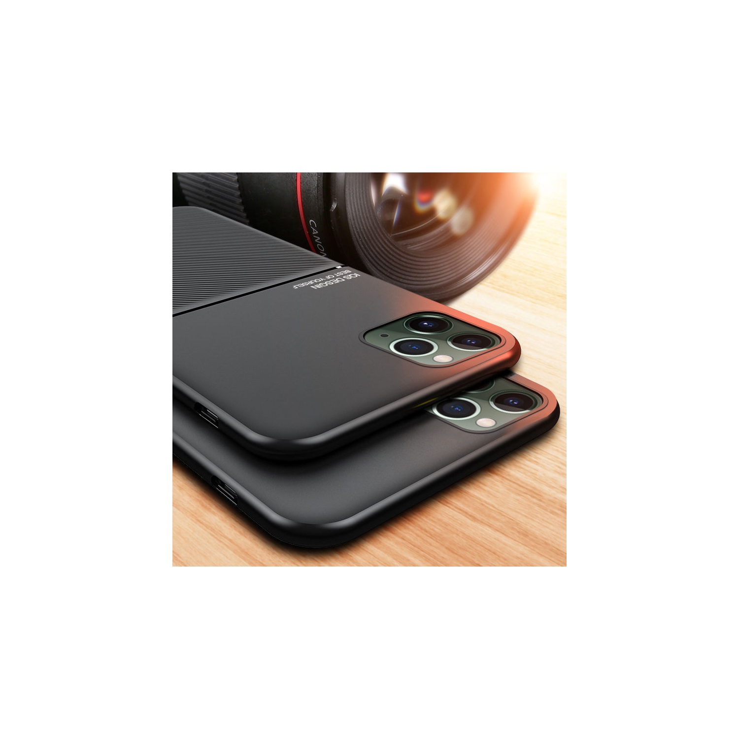 LEDEX Magnetic Texture Slim Leather Phone Case for iPhone 11 Pro Max - Black