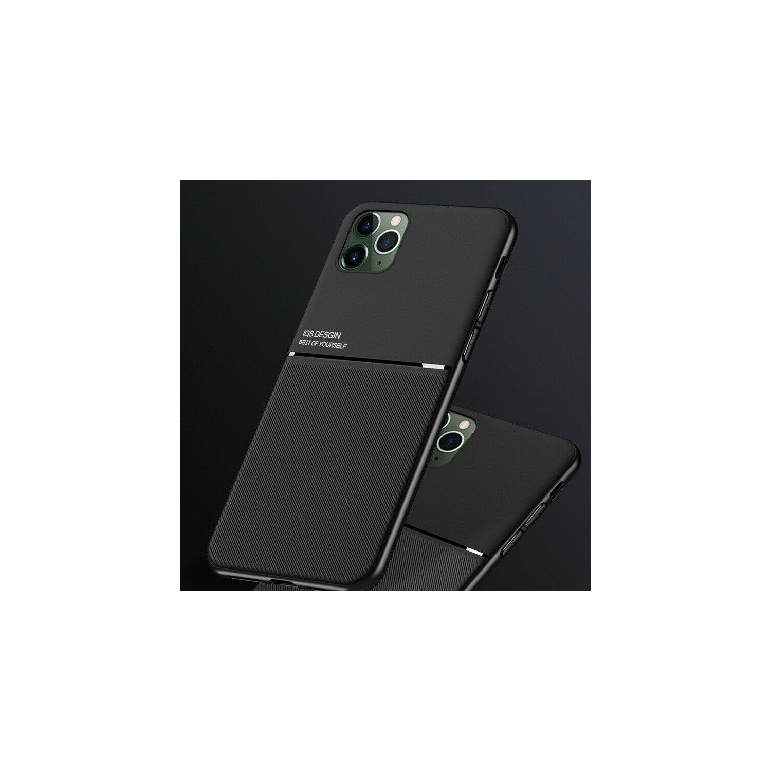 LEDEX Magnetic Texture Slim Leather Phone Case for iPhone 11 Pro Max - Black