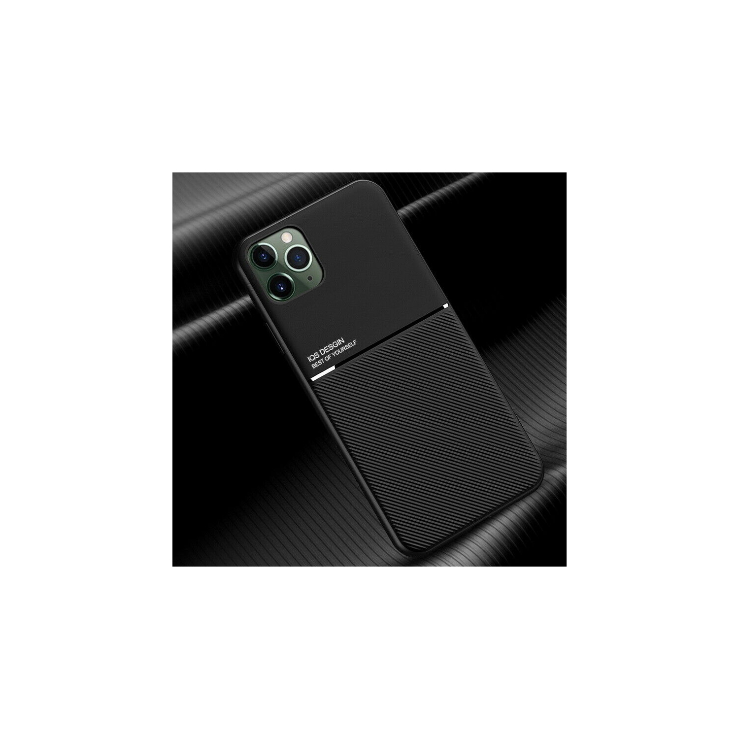 LEDEX Magnetic Texture Slim Leather Phone Case for iPhone 11 Pro Max - Black