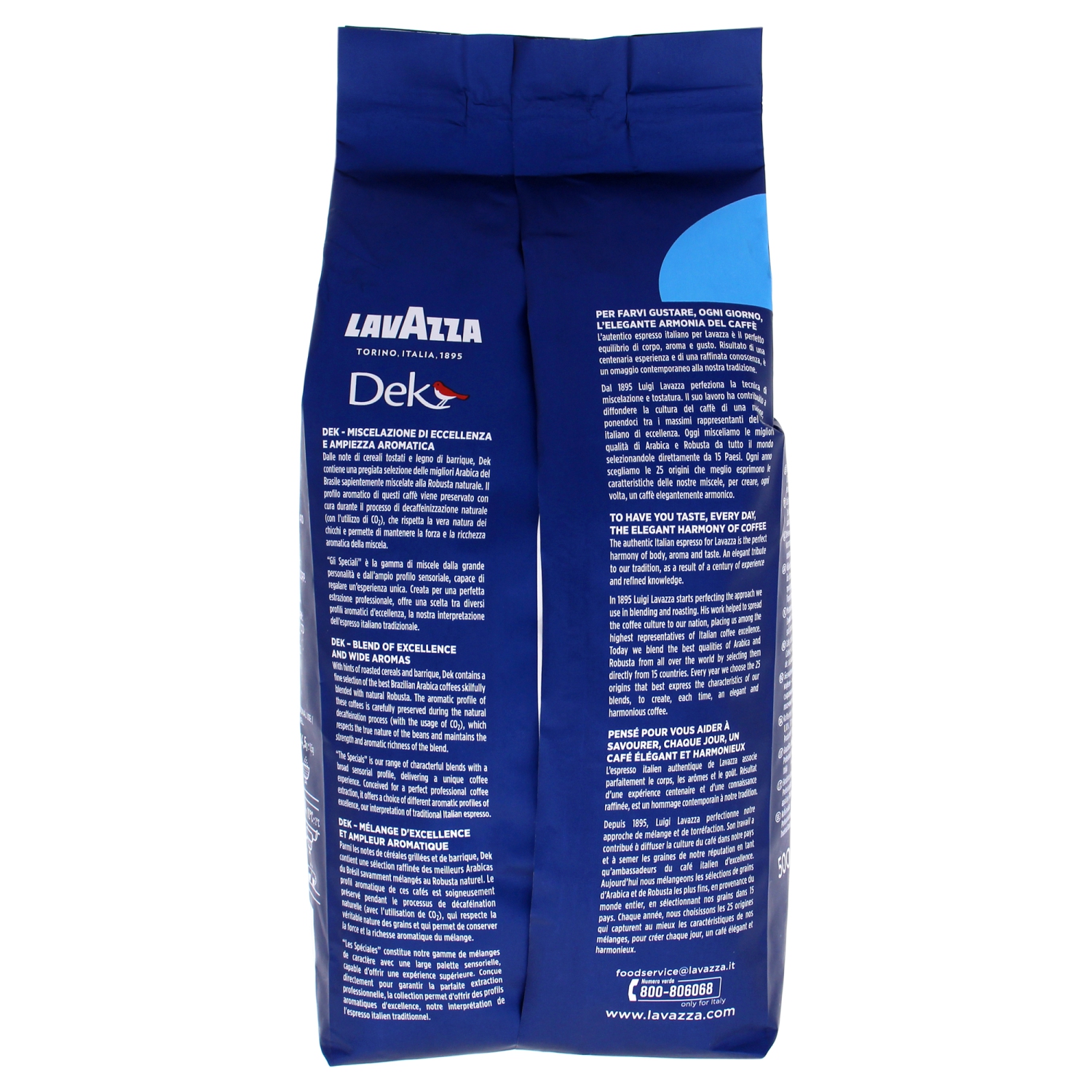 Café en grains décaféiné DEK Espresso de Lavazza pour café de 17.6 oz