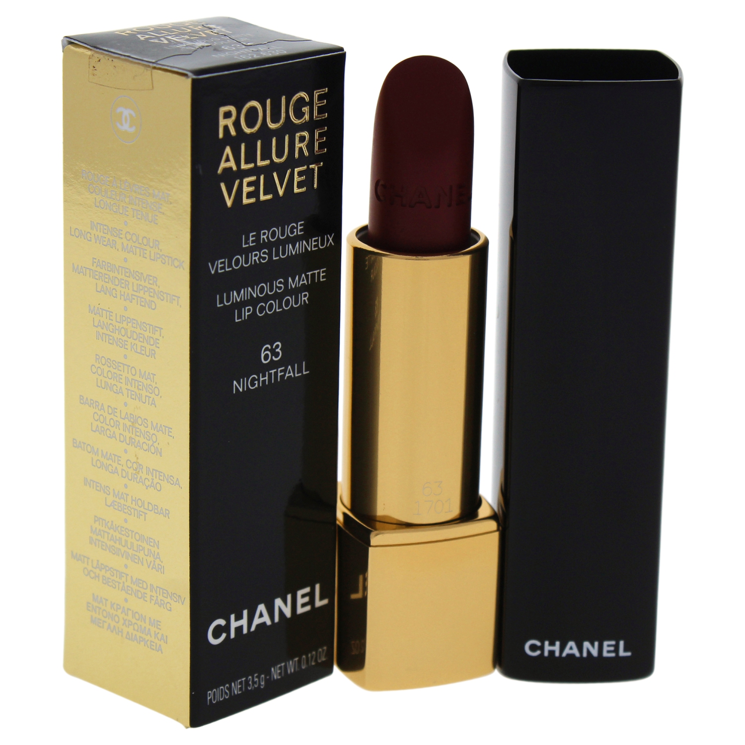 Rouge Allure Velvet Luminous Matte Lip Colour - 63 Nightfall by Chanel for Women - 0.12 oz Lipstick