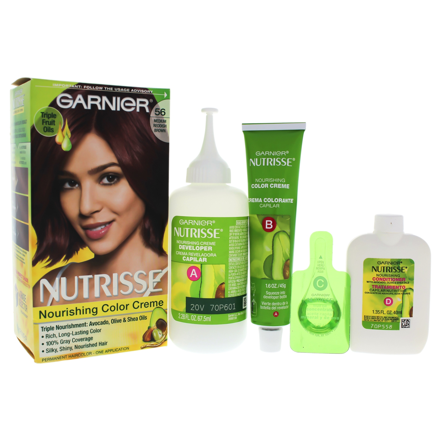 Nutrisse Nourishing Color Creme #56 Medium Reddish Brown by Garnier for Unisex - 1 Application Hair Color