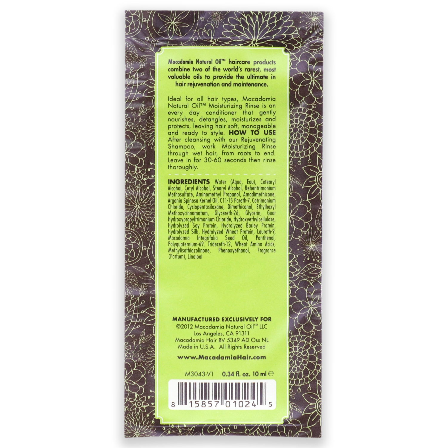 Moisturizing Rinse by Macadamia Oil for Unisex - 10 ml Conditioner