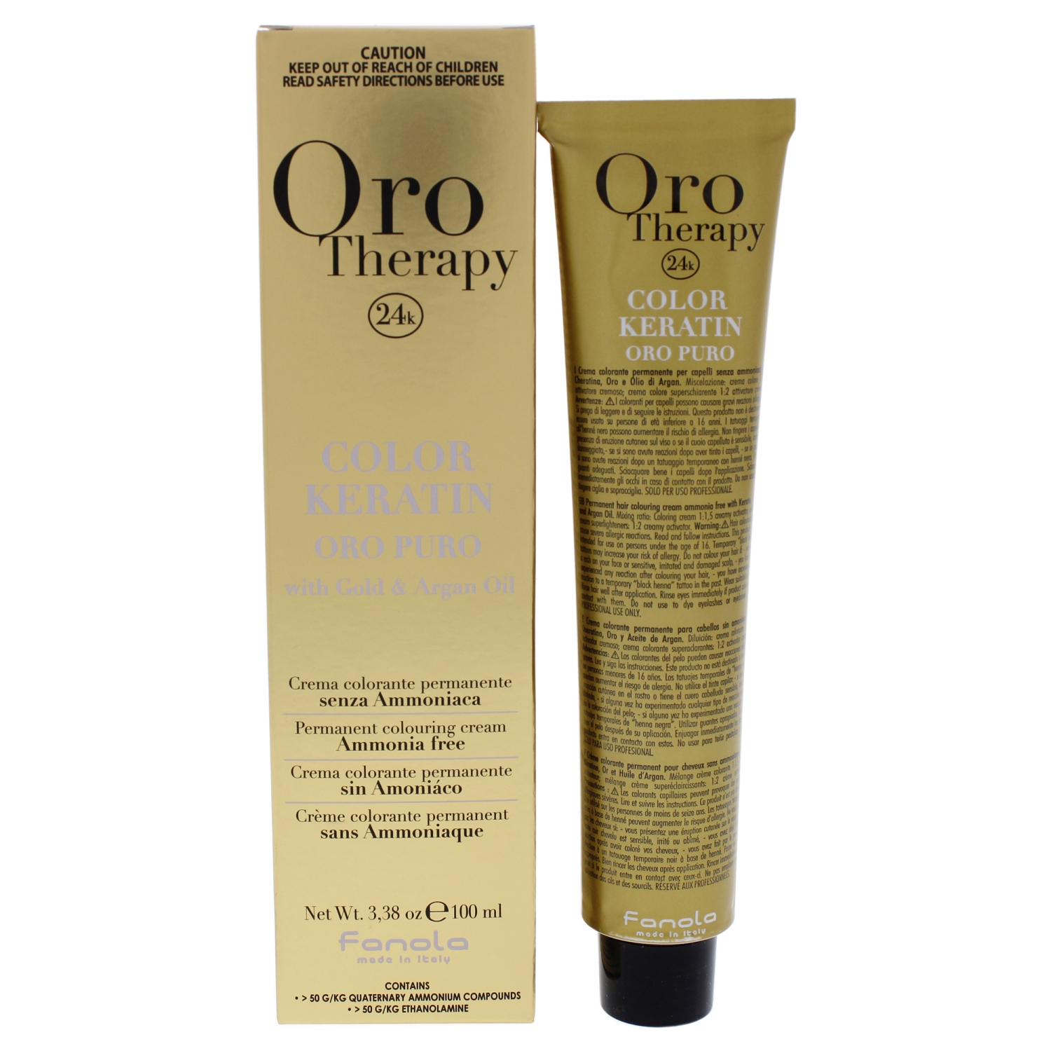 Oro Therapy Color Keratin - 8-4 Light Blonde Copper by Fanola for Unisex - 3.38 oz Hair Color