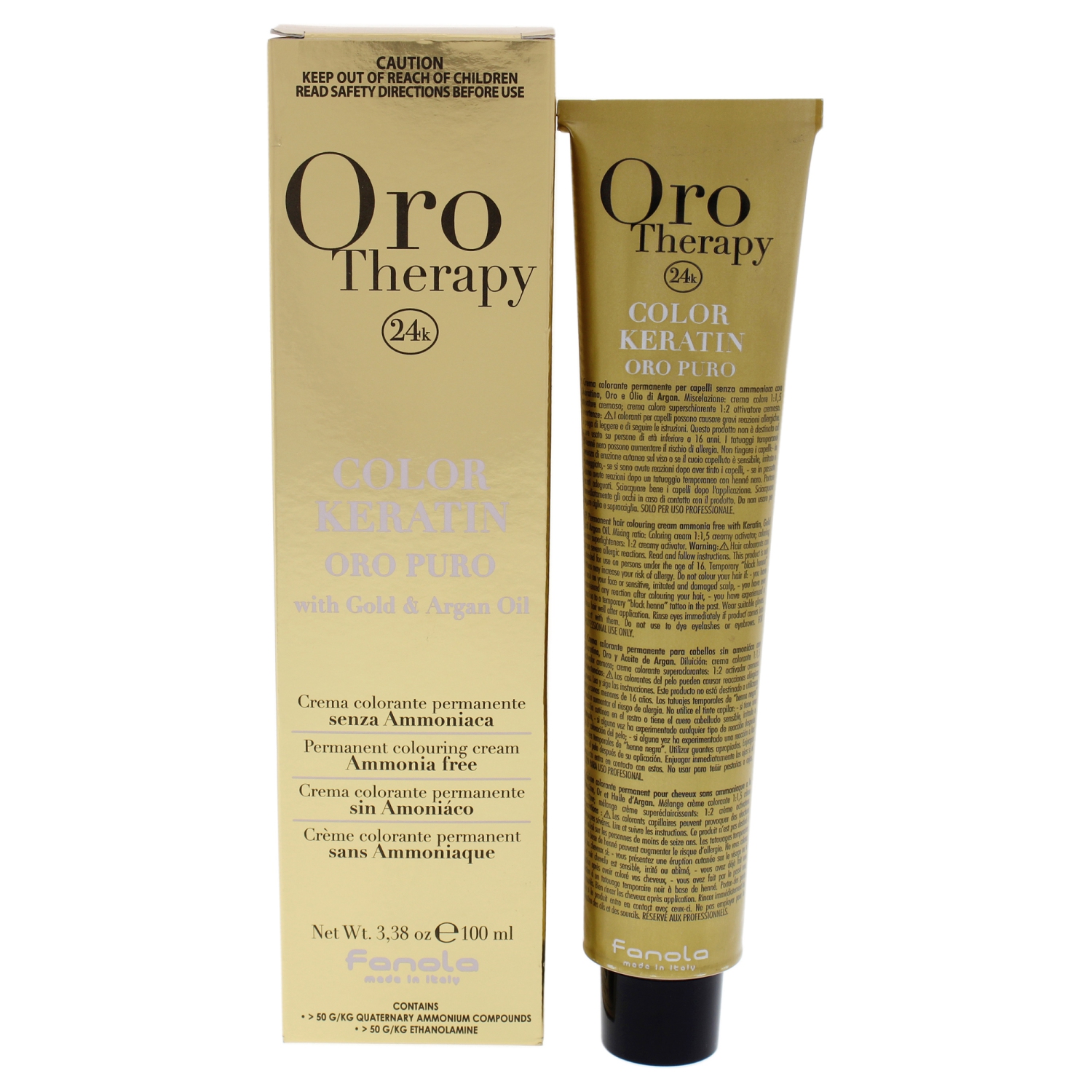 Oro Therapy Color Keratin - 6-5 Dark Blonde Mahogany by Fanola for Unisex - 3.38 oz Hair Color