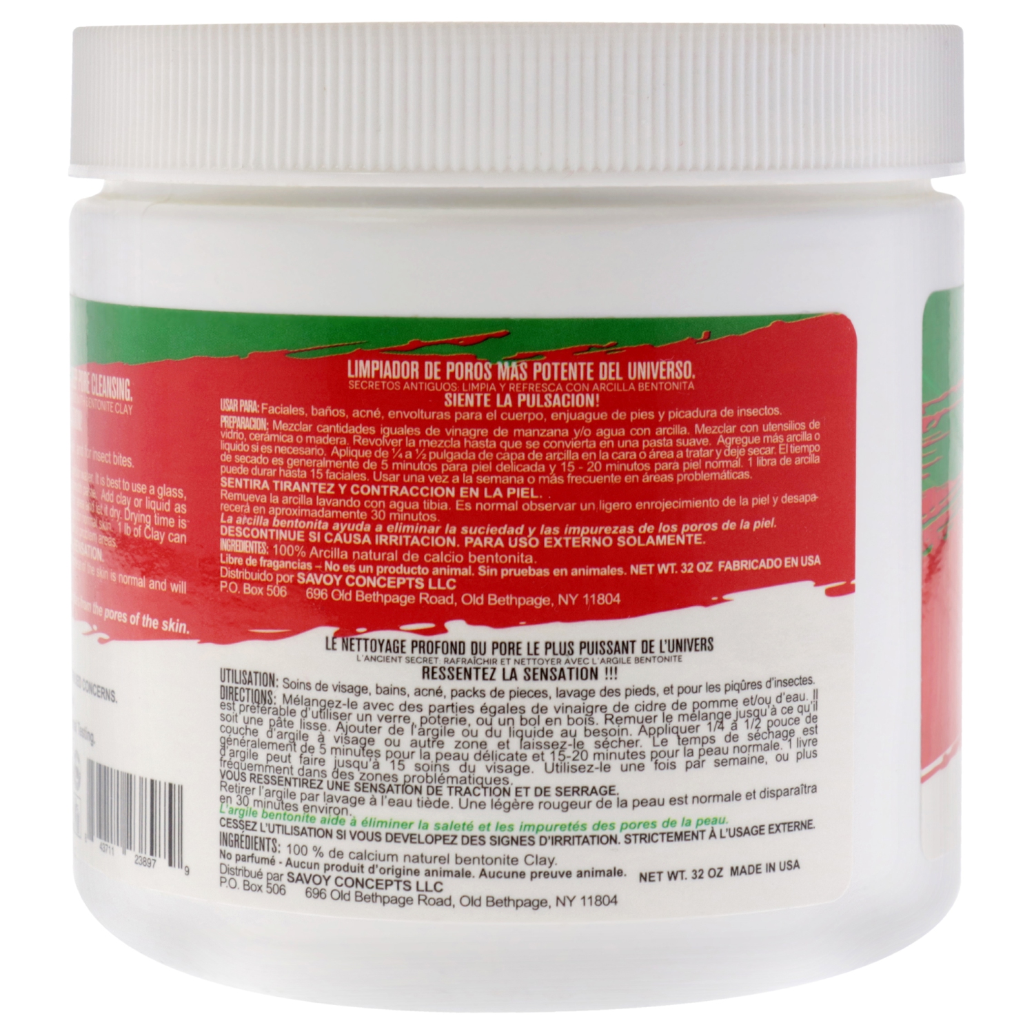 Nettoyant en profondeur puissant calcium, argile Bentonite de Mayan Magic Mud pour unisexe - Nettoyant 16&nbsp;oz