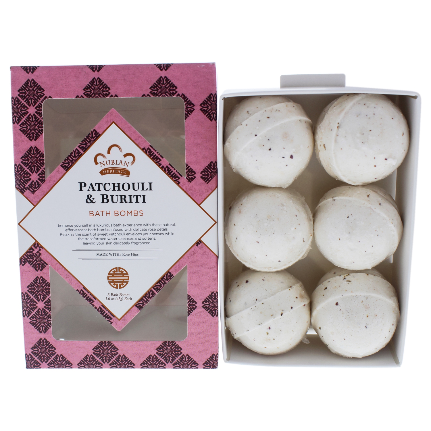Patchouli and Buriti Bath Bombs by Nubian Heritage for Unisex - 6 x 1.6 oz Bath Bomb
